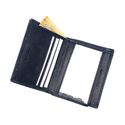 Italian Leather RFID Hip Wallet - Navy Blue