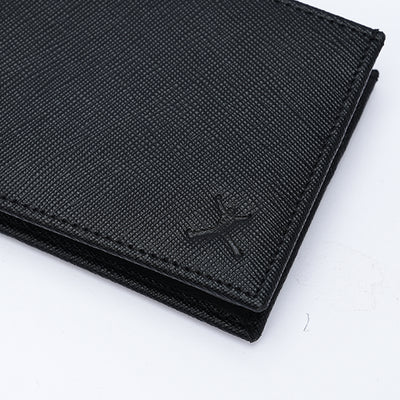 Italian Saffiano Leather RFID Wallet - Black