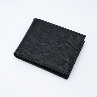 Italian Saffiano Leather RFID Wallet - Black