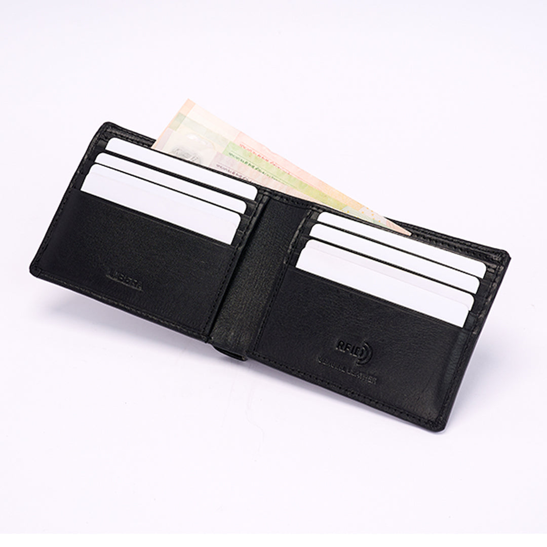 Italian Leather RFID Wallet - Black