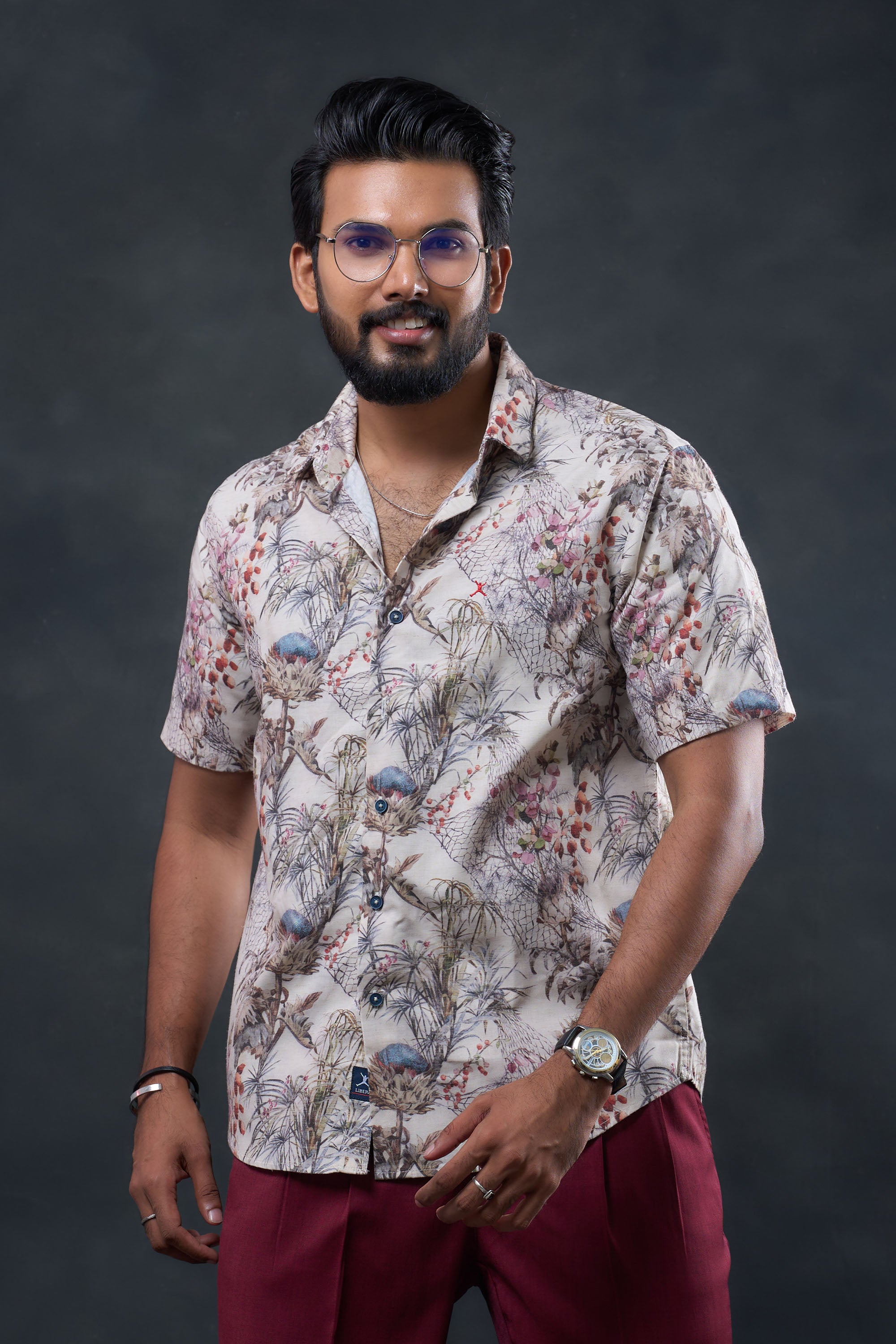 Slim Fit Cotton Printed S/S Shirt