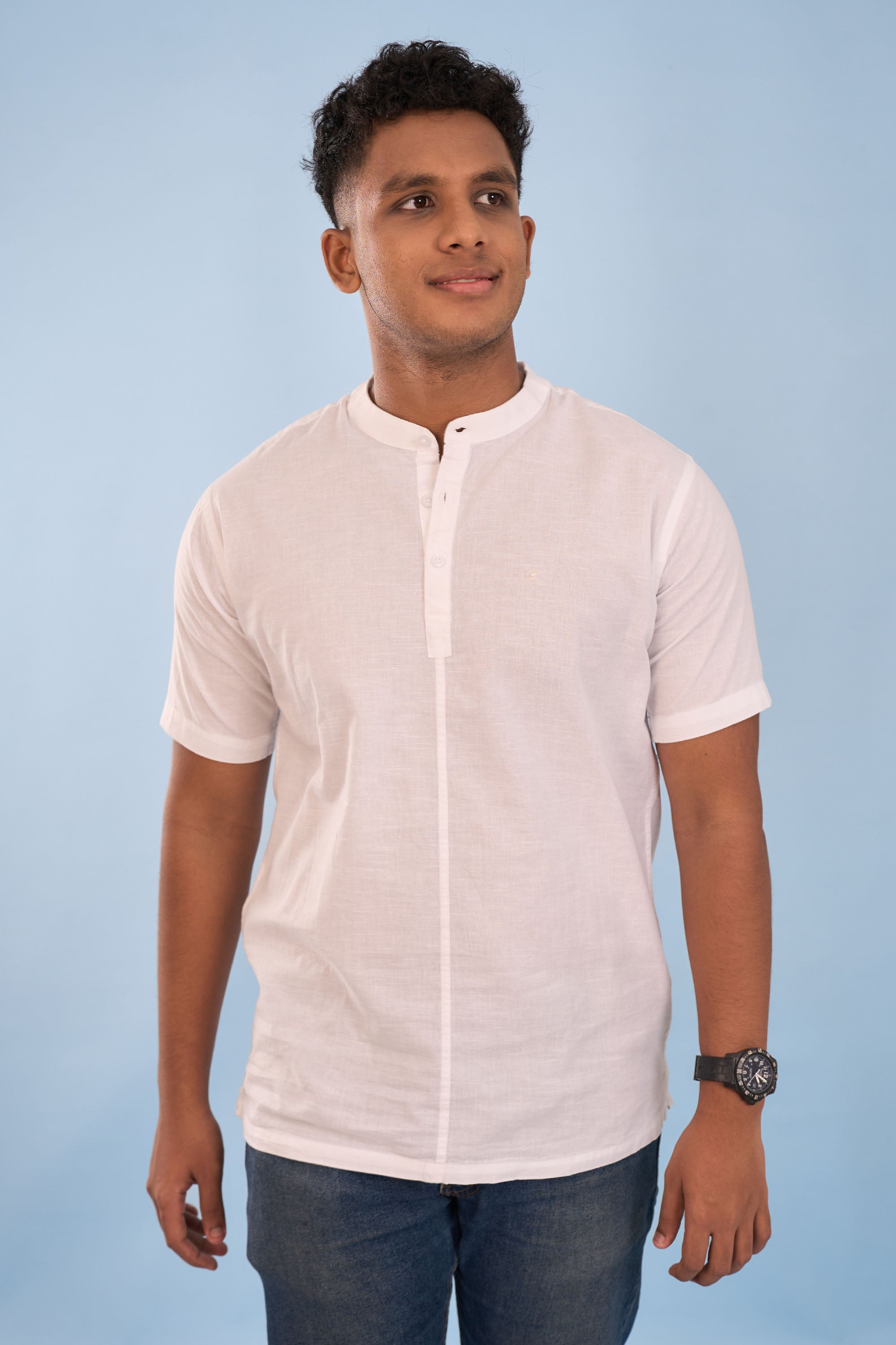 Regular Fit Plain Half Kurta - White