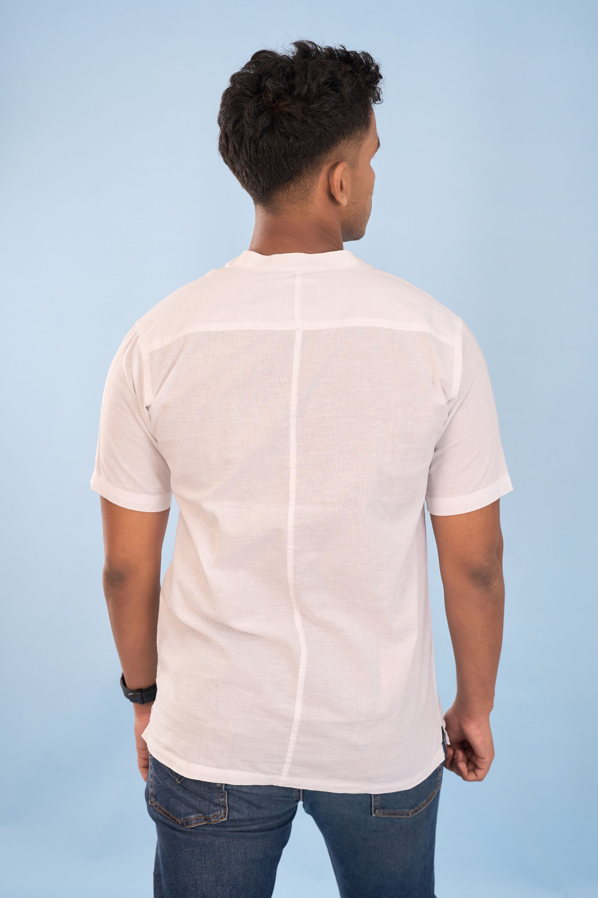 Regular Fit Plain Half Kurta - White