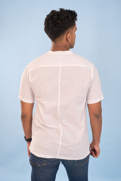 Regular Fit Plain Half Kurta - White