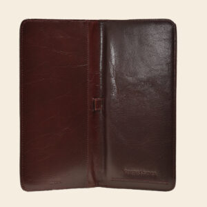 Leather Cheque Holder - Brown