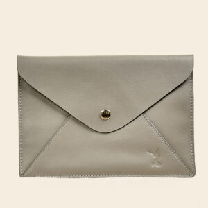 Leather Ladies Clutch Bag - Grey