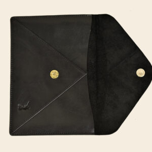 Leather Ladies Clutch Bag - Black
