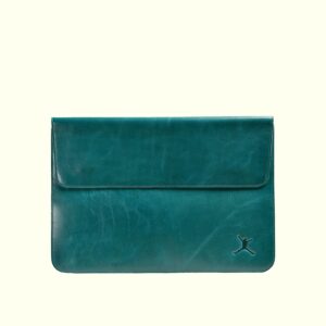 Leather Laptop Sleeve - Turquoise Green