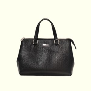 Ostrich Textured Ladies Handbag - Black