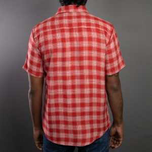 Slim Fit Short Sleeve Cotton Check - Red