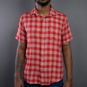 Slim Fit Short Sleeve Cotton Check - Red
