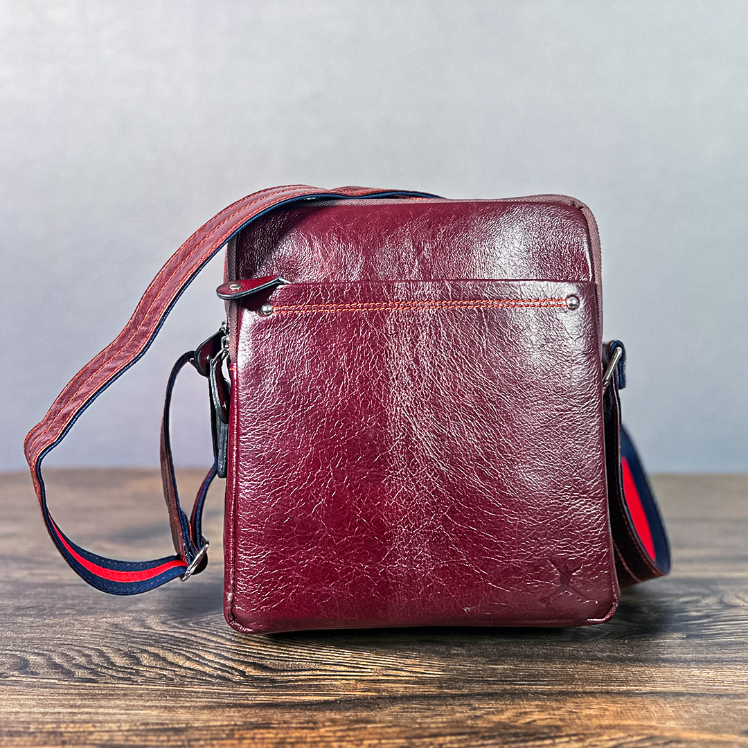 Leather Messenger Bag Maroon