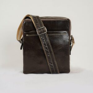 Leather Messenger Bag - Reseda Green
