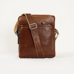Leather Messenger Bag - Light Brown