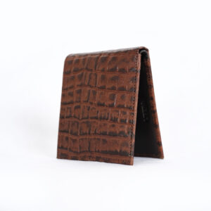 Crocodile Textured RFID Leather Wallet - Brown