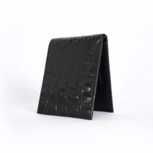 Crocodile Textured RFID Leather Wallet - Black
