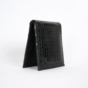 Crocodile Textured RFID Patent Leather Wallet - Black