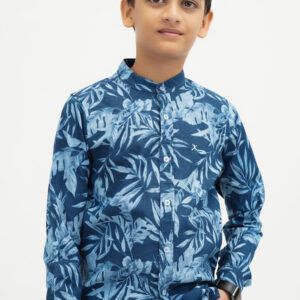 Cotton Printed Junior Shirt - Imperial Blue