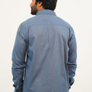 Slim Fit Cotton Plain Shirt - Stone Blue