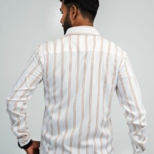 Slim Fit Cotton Stretch Shirt - Orange Stripes