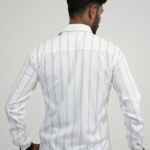 Slim Fit Cotton Stretch Shirt - Light Blue Stripes