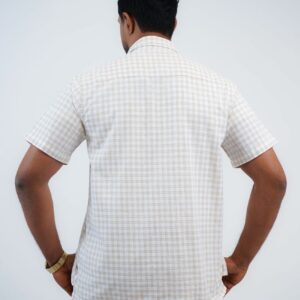 Regular Fit Linen Check Shirt - Cream