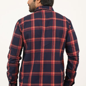 Slim Fit Double Pocket Check Shirt - Red