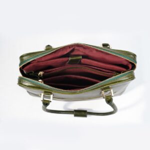 Leather Structured Handbag - Reseda Green