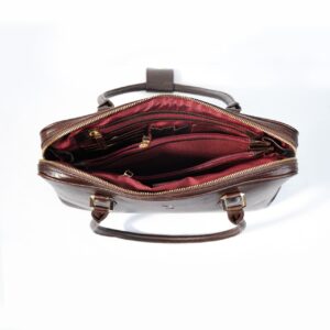 Leather Structured Handbag - Brown
