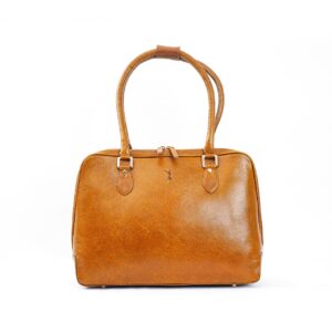 Leather Structured Handbag - Light Tan