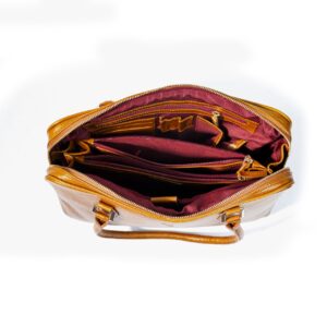 Leather Structured Handbag - Light Tan