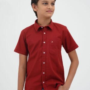 Cotton Plain Shirt - Dark Red