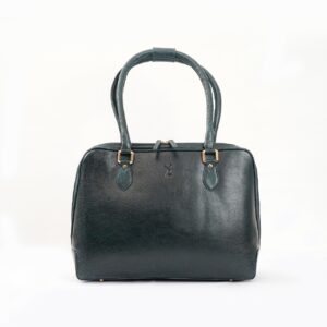 Leather Structured Handbag - Midnight Green