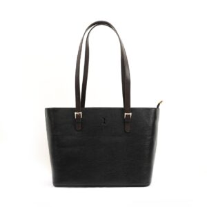 Saffiano Leather Tote Bag - Black