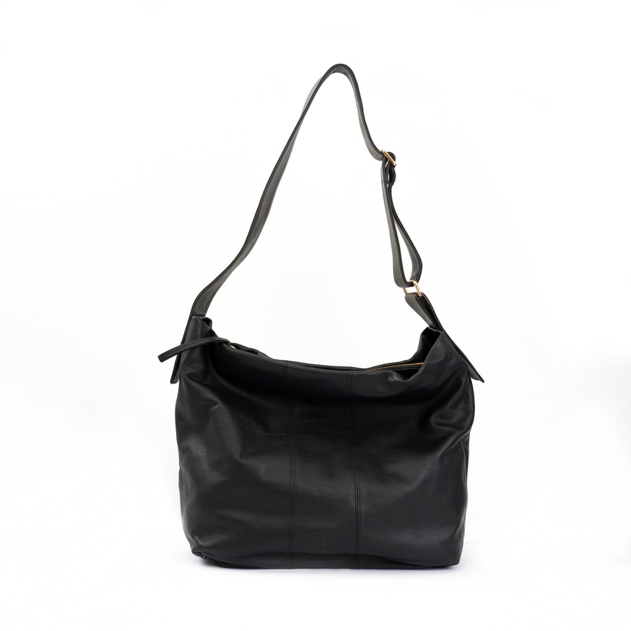 Ladies Leather Slouch Bag – Black | Libera