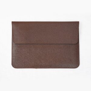 Saffiano Leather Laptop Sleeve - Brown