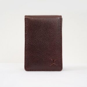 Leather Magnetic Card Holder - Brown