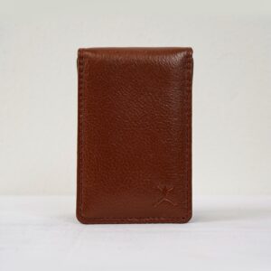 Leather Magnetic Card Holder - Tan