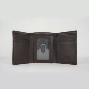 Leather Tri Fold Wallet - Coffee Brown