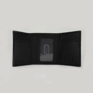 Leather Tri Fold Wallet - Black
