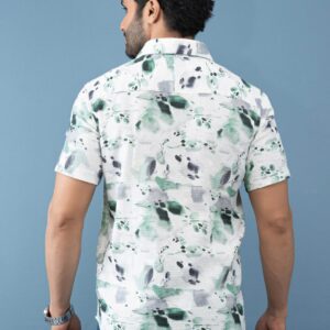 Slim Fit Cotton Bubble Printed Shirt – Green