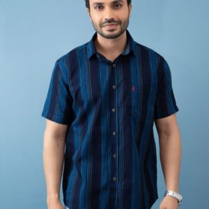 Slim Fit Cotton Stripe Shirt - Blue