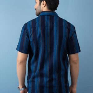 Slim Fit Cotton Stripe Shirt - Blue