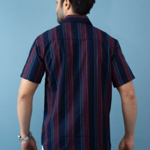 Slim Fit Cotton Stripe Shirt - Maroon