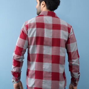 Slim Fit Cotton Check Shirt - Red