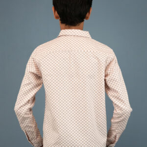 Cotton Geometric Printed Boys Shirt - Beige