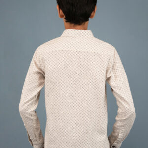 Cotton Geometric Printed Boys Shirt - Cream