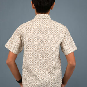 Cotton Printed Boys Shirt - Cream