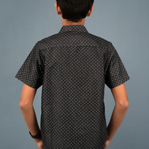 Cotton Star Printed Boys Shirt - Dark Grey