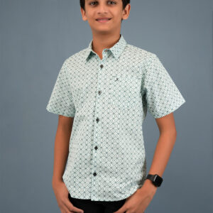 Cotton Printed Boys Shirt - Green